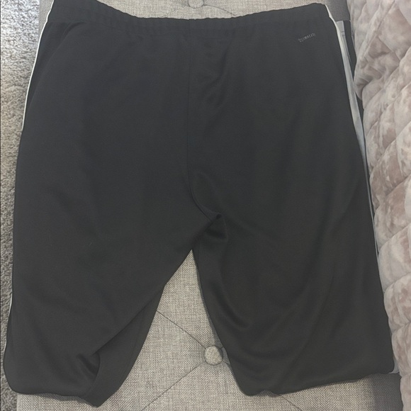 Adidas Black Joggers White 3 Stripe Size L Athletic Track Pants Classic - Picture 3 of 5